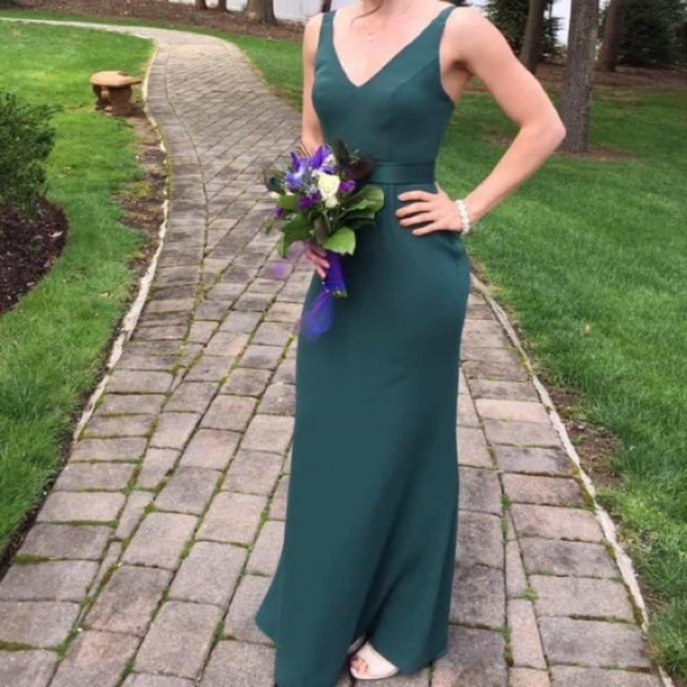Vera Wang forest green bridesmaid dress